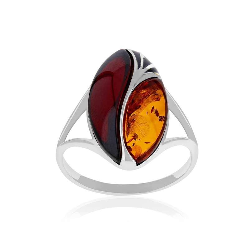 Bague argent 925 ambre - vue 1