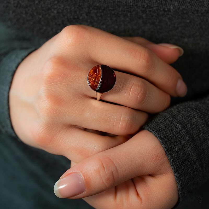 925 zilveren amber ring - gedragen 1 bekijken