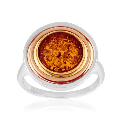 Bague argent 925 3tons ambre