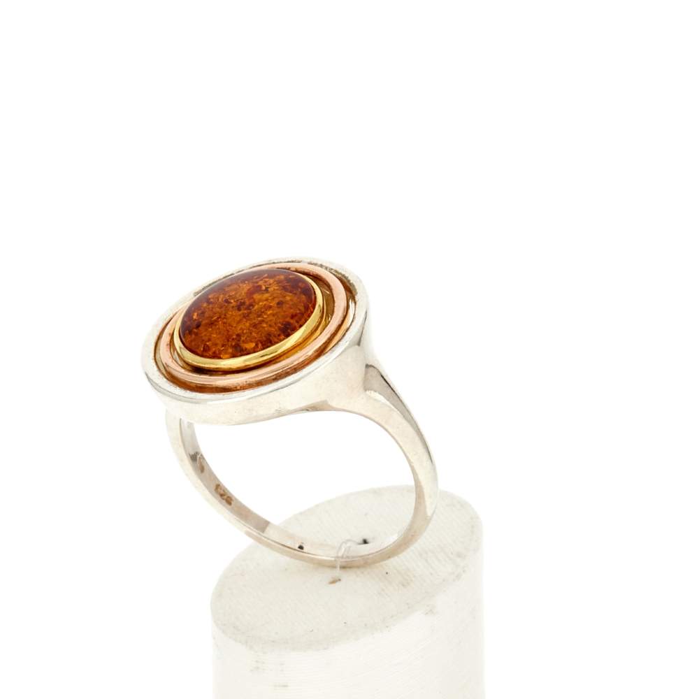 Bague argent 925 3tons ambre - vue 3