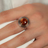 Bague argent 925 3tons ambre - vue Vporté 1