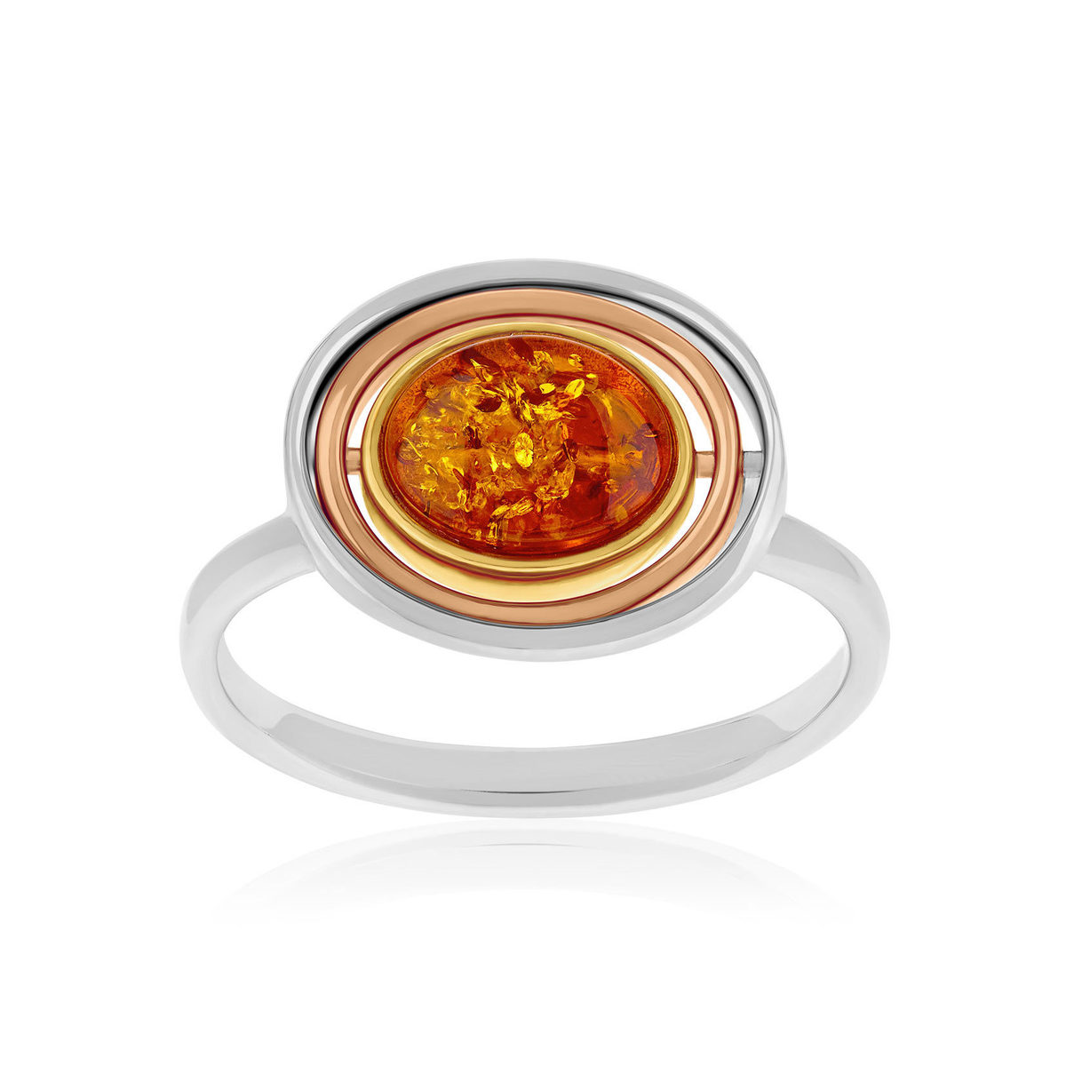 Bague argent 925 3 tons ambre