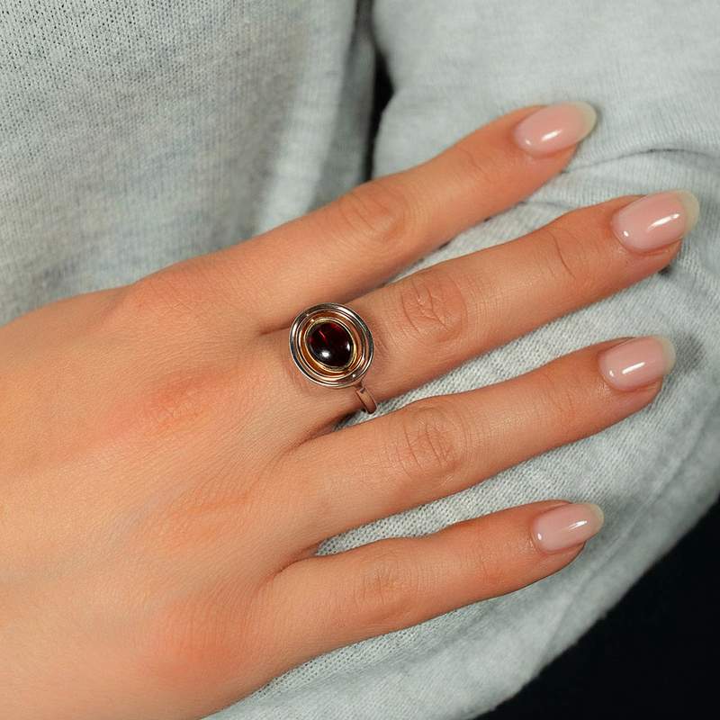 Bague argent 925 3 tons ambre - vue porté 1