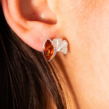 Boucles d'oreilles argent 925 ambre