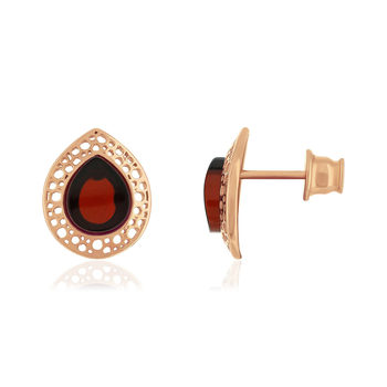 925 silver rose amber earrings
