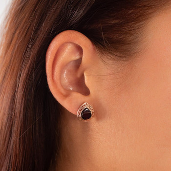 925 silver rose amber earrings