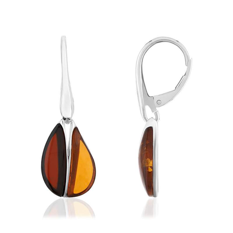 Boucles d'oreilles argent 925 ambre - vue 1