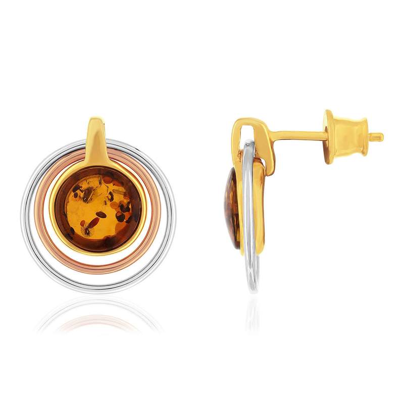 Boucles d'oreilles argent 925 3 tons ambre - vue 1