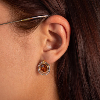Boucles d'oreilles argent 925 3 tons ambre