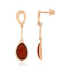 Boucles d'oreilles argent 925 rose ambre - vue V1