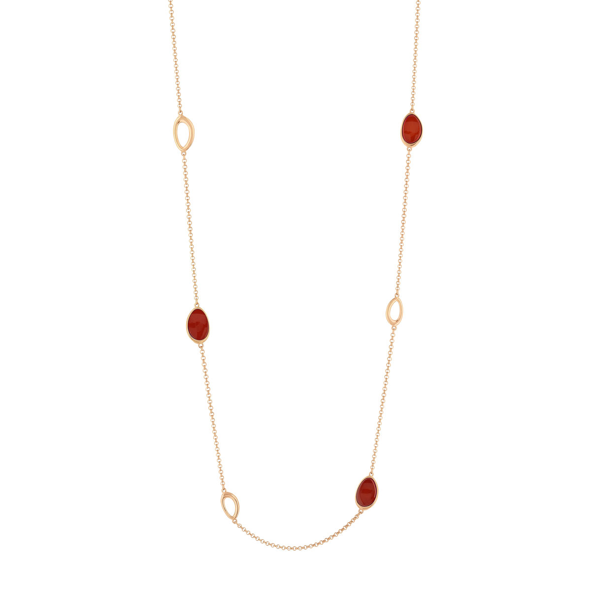 Collier argent 925 rose ambre 69cm - vue 2