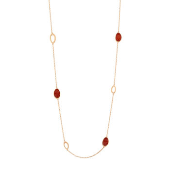 Collier argent 925 rose ambre 69cm