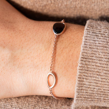 Bracelet argent 925 rose ambre 21cm