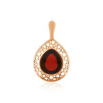 Pendentif argent 925 rose ambre - vue 1