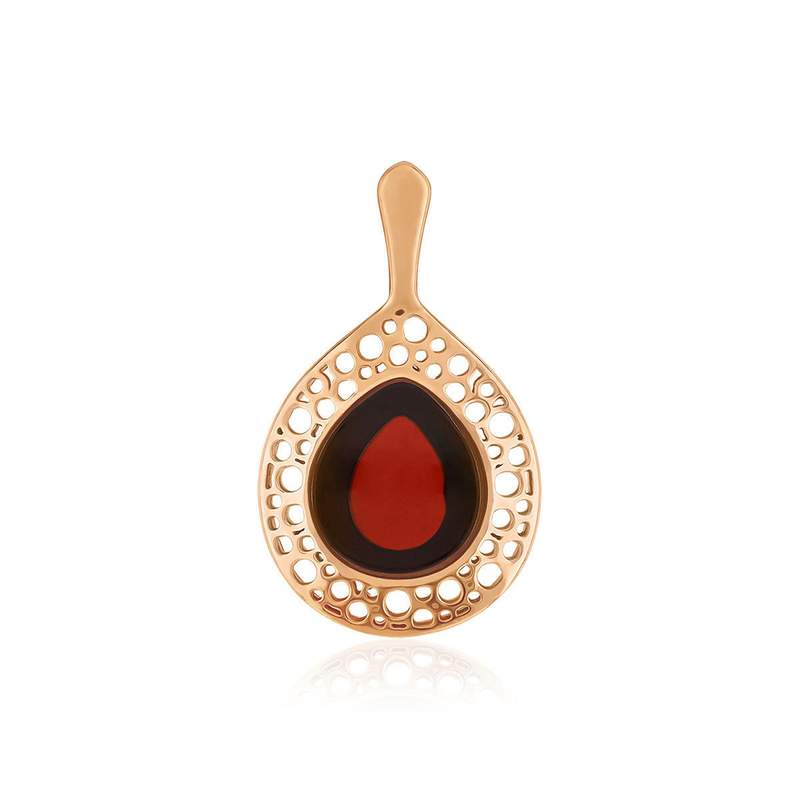 Pendentif argent 925 rose ambre - vue 1