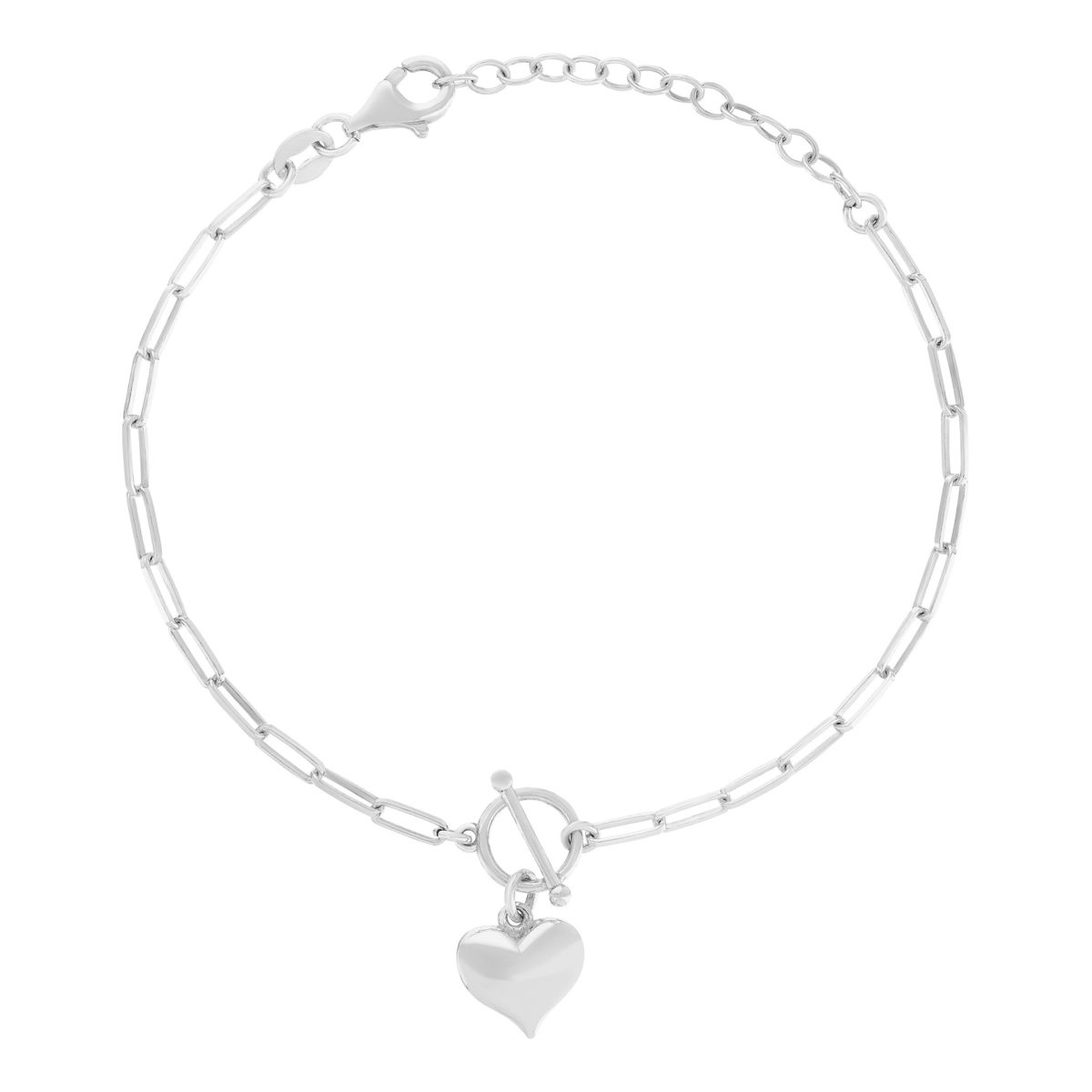 Bracelet argent 925 coeur 18,5cm