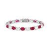 Bracelet argent rubis synthétiques rouges et ziconias 17,5cm - vue V1