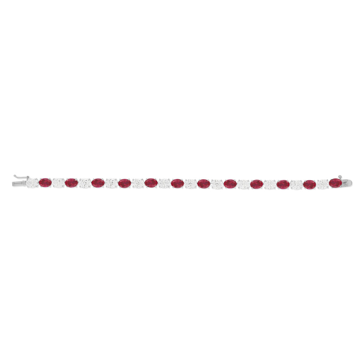 Bracelet argent rubis synthétiques rouges et ziconias 17,5cm - vue 2