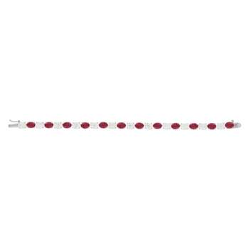 Bracelet argent rubis synthétiques rouges et ziconias 17,5cm