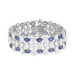 Bracelet argent saphirs synthétiques bleus et ziconias 17cm - vue 1