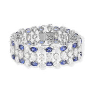 Bracelet argent rubis synthétiques bleus et ziconias 17cm