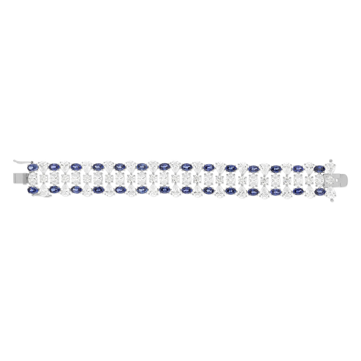 Bracelet argent saphirs synthétiques bleus et ziconias 17cm - vue 2