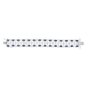 Bracelet argent saphirs synthétiques bleus et ziconias 17cm