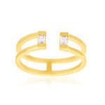 Bague ouverte plaqué or jaune et zirconias - vue 1