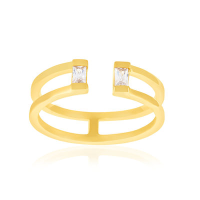 Bague ouverte plaqué or jaune et zirconias