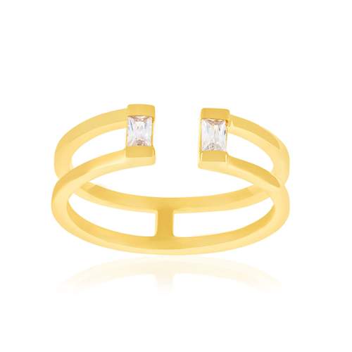 Bague ouverte plaqué or jaune et zirconias