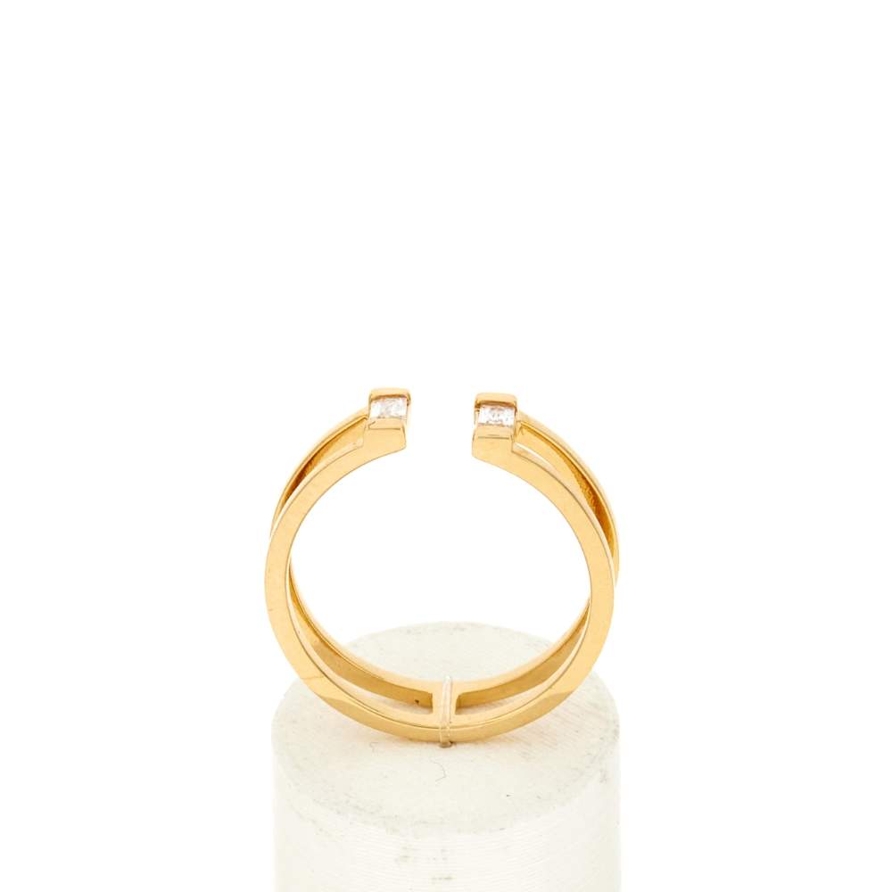 Bague ouverte plaqué or jaune et zirconias - vue 1