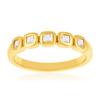 Yellow gold-plated ring with zirconia stones - view 1