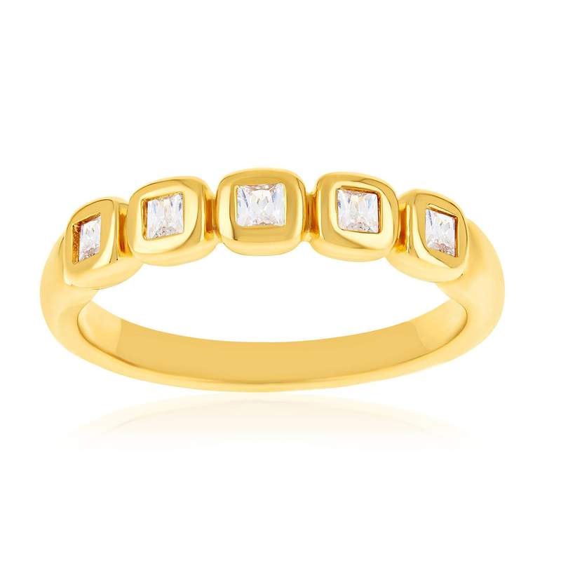 Bague plaqué or jaune zirconias - vue 1