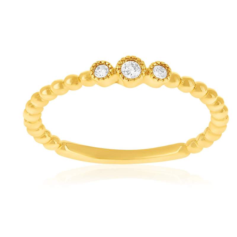 Bague plaqué or jaune zirconias - vue 1