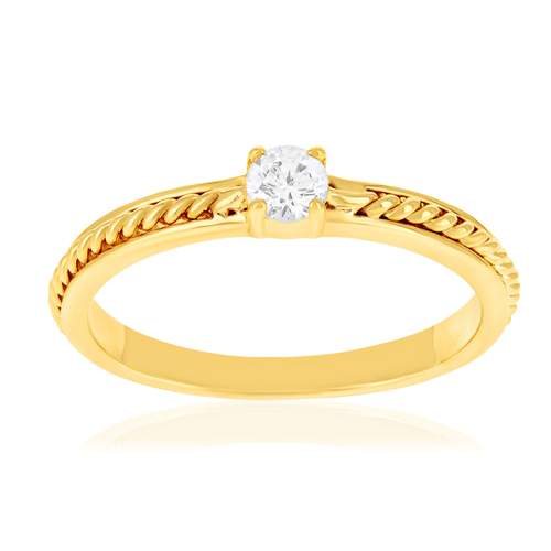 Yellow gold-plated ring with zirconias
