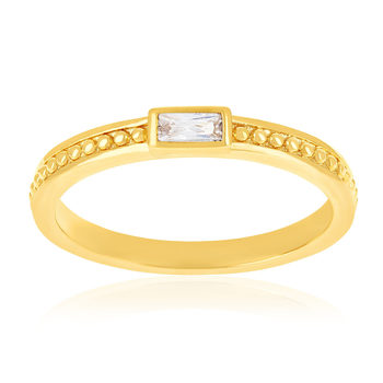 Geelgouden en zirkonia ring
