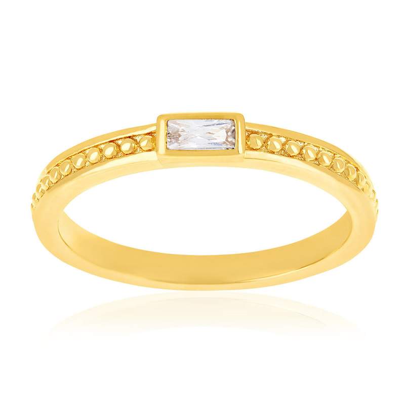 Bague plaqué or jaune et zirconias - vue 1