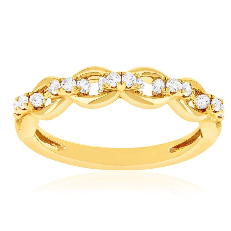 Bague plaqué or jaune et zirconias - vue 1