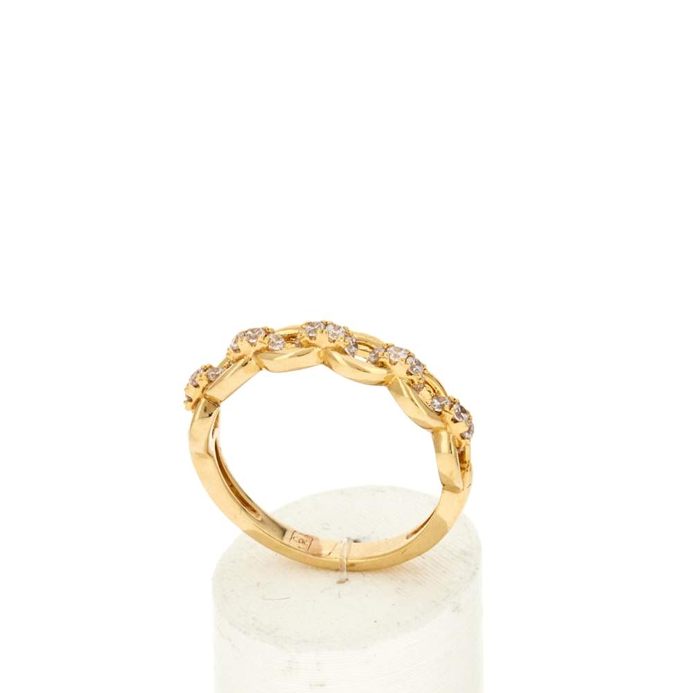 Bague plaqué or jaune et zirconias - vue 2