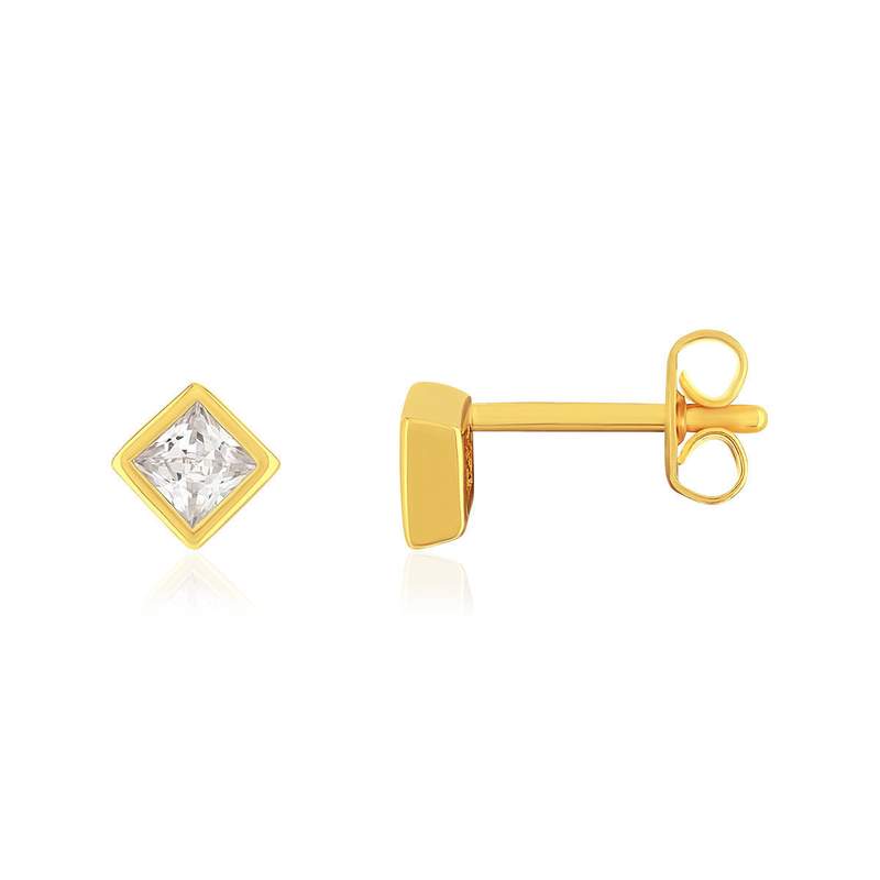 Boucles d'oreilles plaqué or jaune et zirconias - vue 1