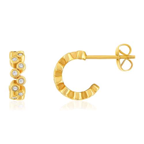 Half hoop earrings yellow gold plated and zirconias
