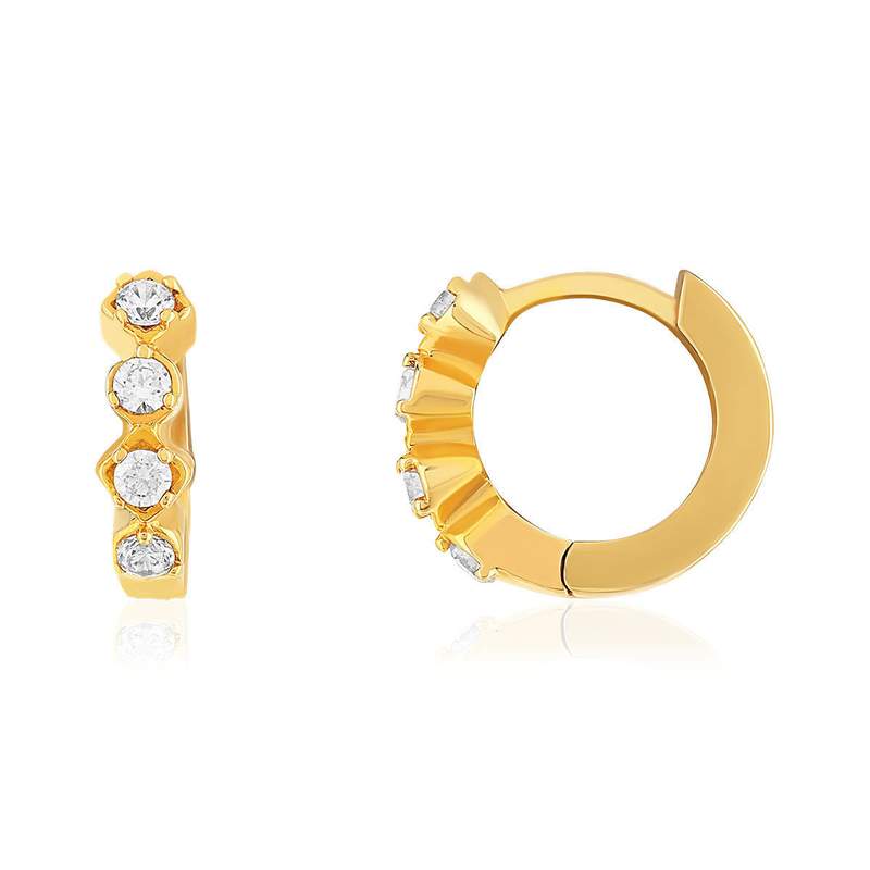 Créoles plaqué or jaune et zirconias - vue 1