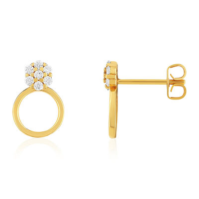 Boucles d'oreilles plaqué or jaune et zirconias - vue 1