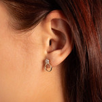 Boucles d'oreilles plaqué or jaune et zirconias - vue porté 1