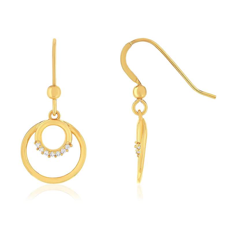 Boucles d'oreilles plaqué or jaune et zirconias - vue 1