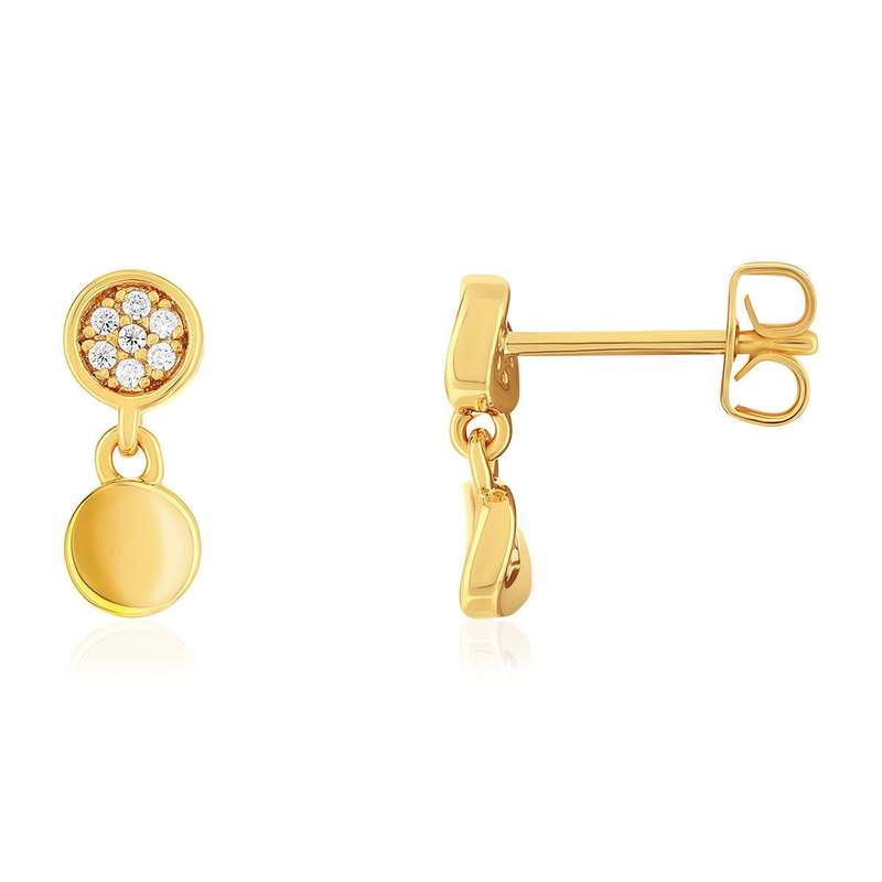 Boucles d'oreilles plaqué or jaune et zirconias - vue 1