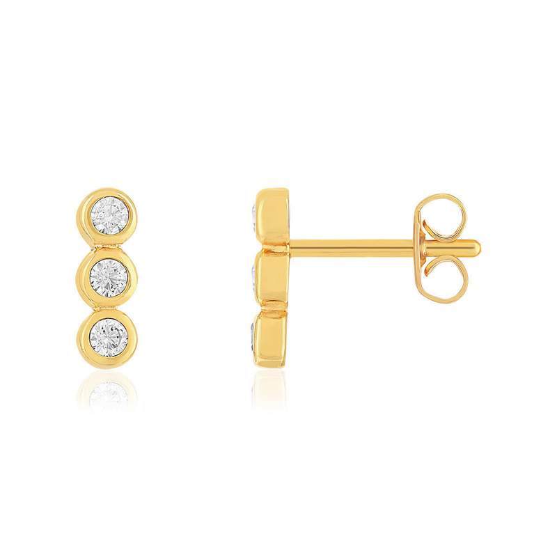 Boucles d'oreilles plaqué or jaune et zirconias - vue 1
