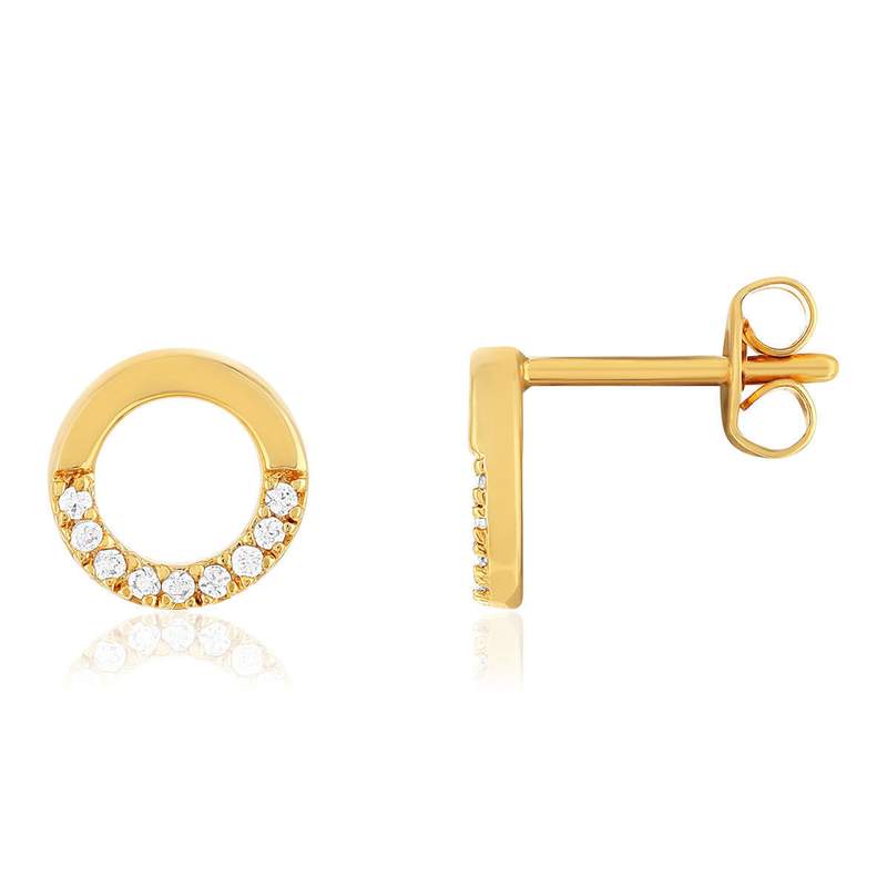 Boucles d'oreilles plaqué or jaune et zirconias - vue 1