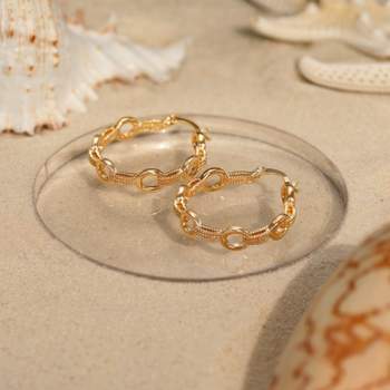 Yellow gold-plated hoop earrings