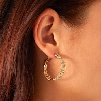 Yellow gold-plated hoop earrings